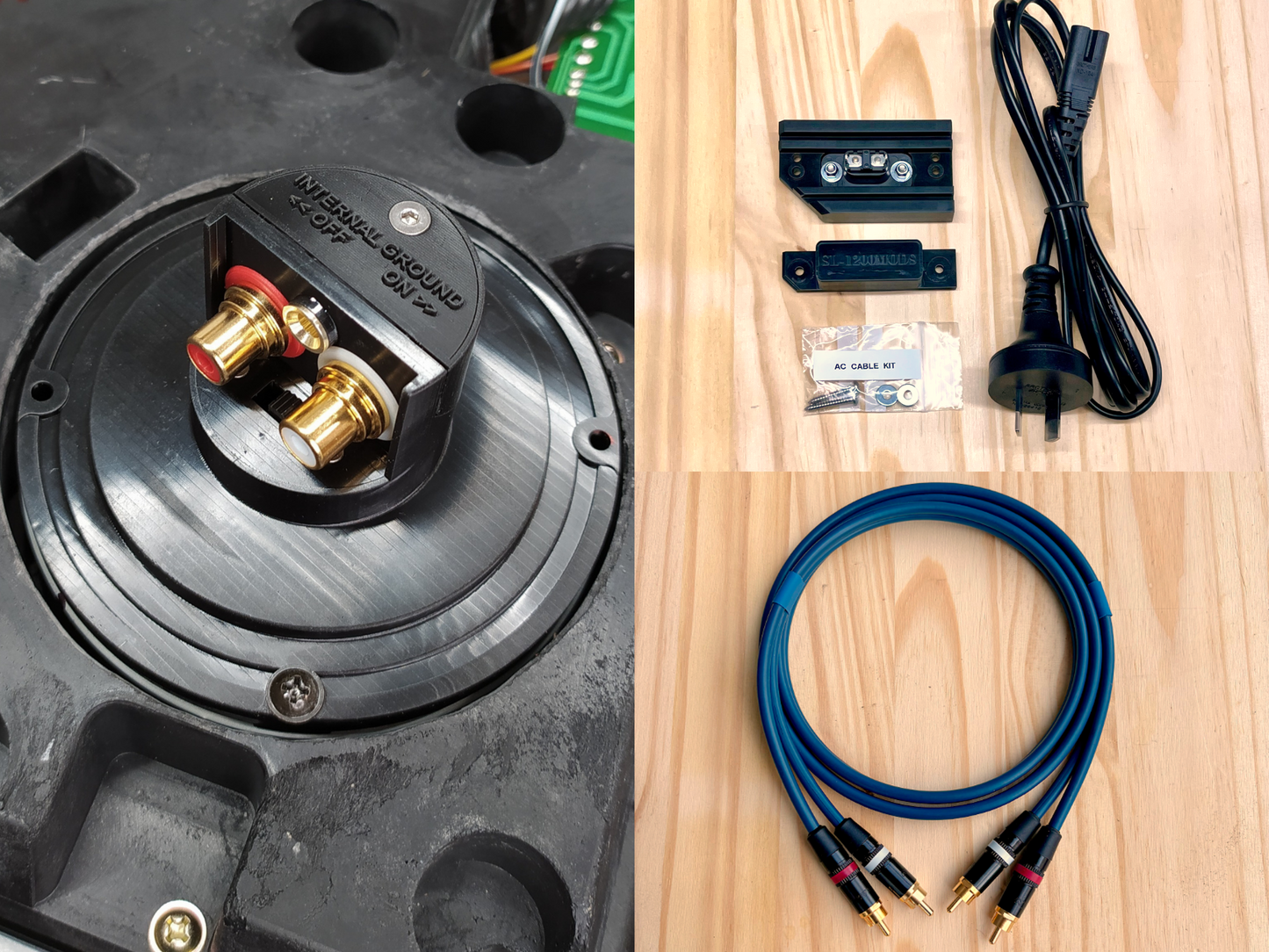 Technics SL-1200 RCA Upgrade Kit (4mm Banana Ground Terminal) + AC Power Kit + RCA-RCA Cable