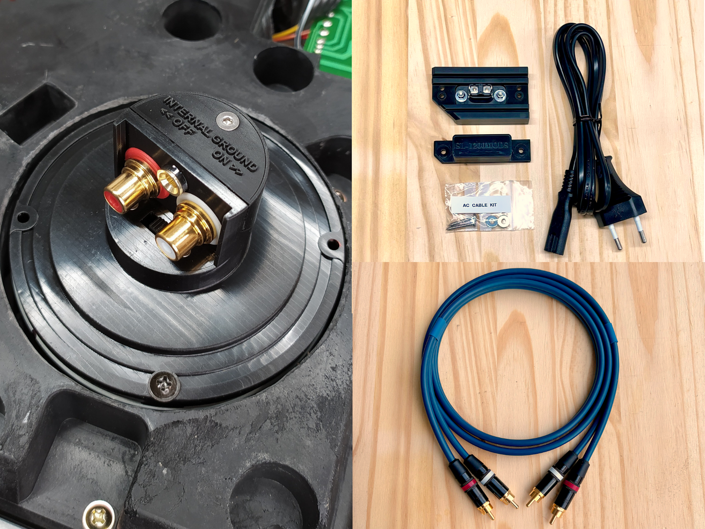 Technics SL-1200 RCA Upgrade Kit (4mm Banana Ground Terminal) + AC Power Kit + RCA-RCA Cable