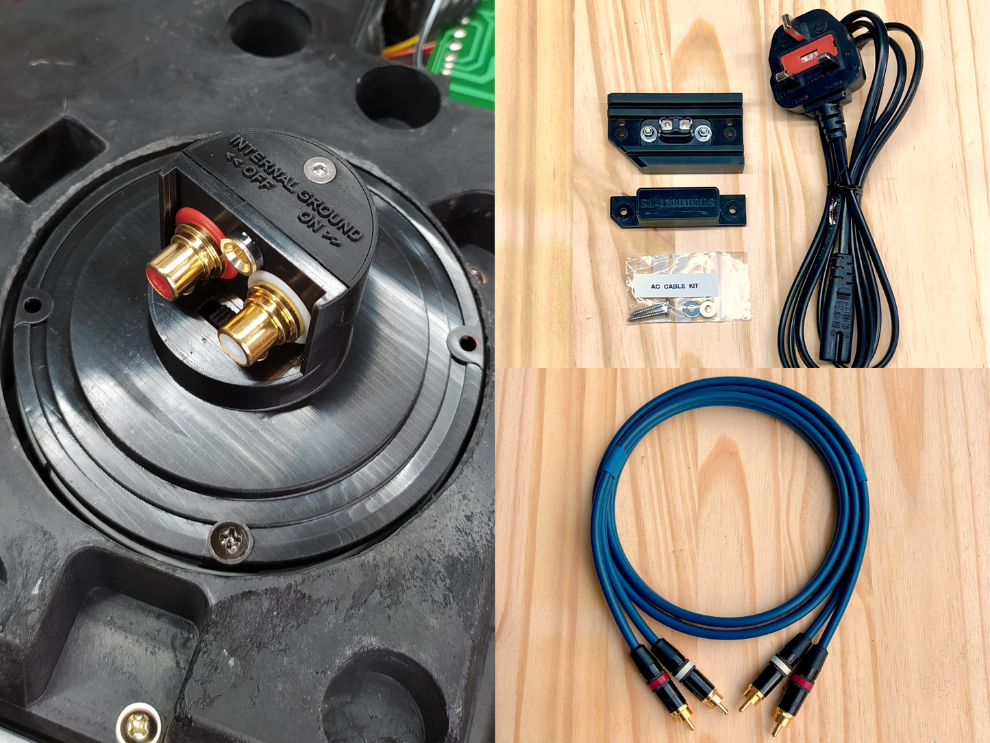 Technics SL-1200 RCA Upgrade Kit (4mm Banana Ground Terminal) + AC Power Kit + RCA-RCA Cable