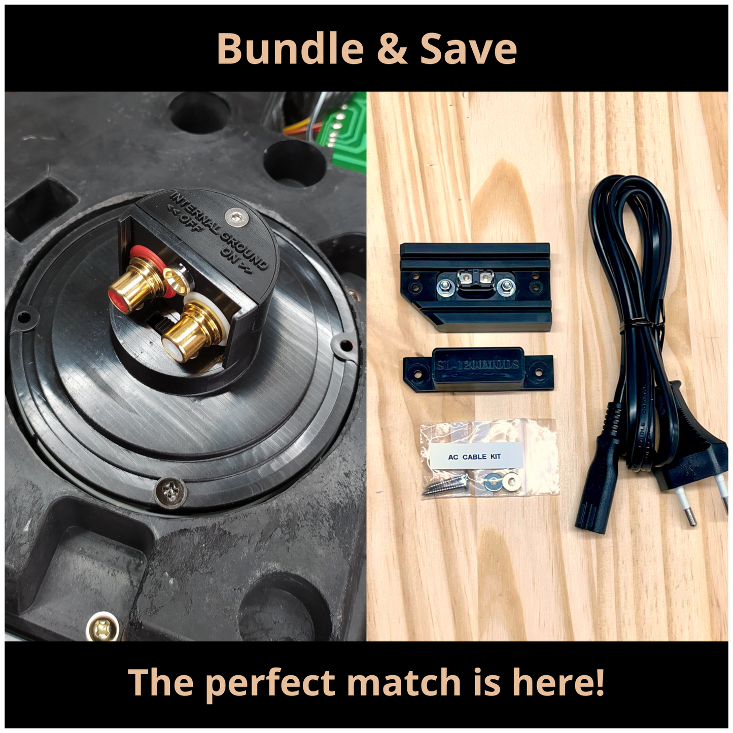 Technics SL-1200 RCA Upgrade Kit (4mm Banana Ground Terminal) + AC Power Kit