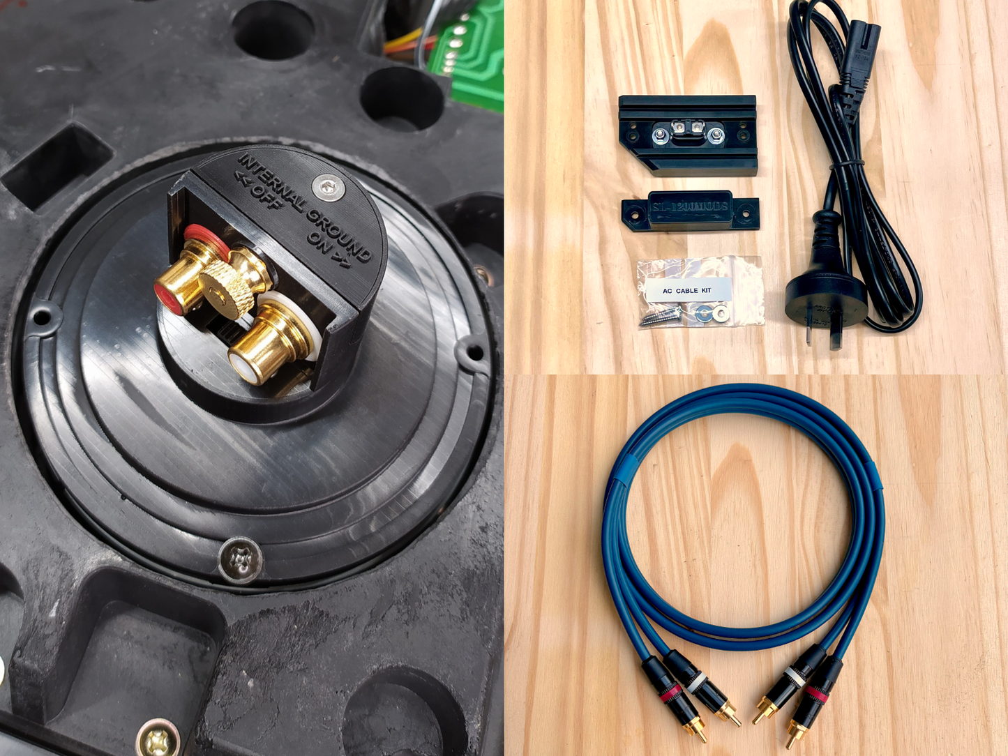 Technics SL-1200 RCA Upgrade Kit (Binding Post Ground Terminal) + AC Power Kit  + RCA-RCA Cable