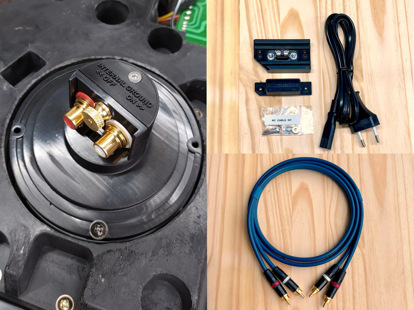 Technics SL-1200 RCA Upgrade Kit (Binding Post Ground Terminal) + AC Power Kit  + RCA-RCA Cable