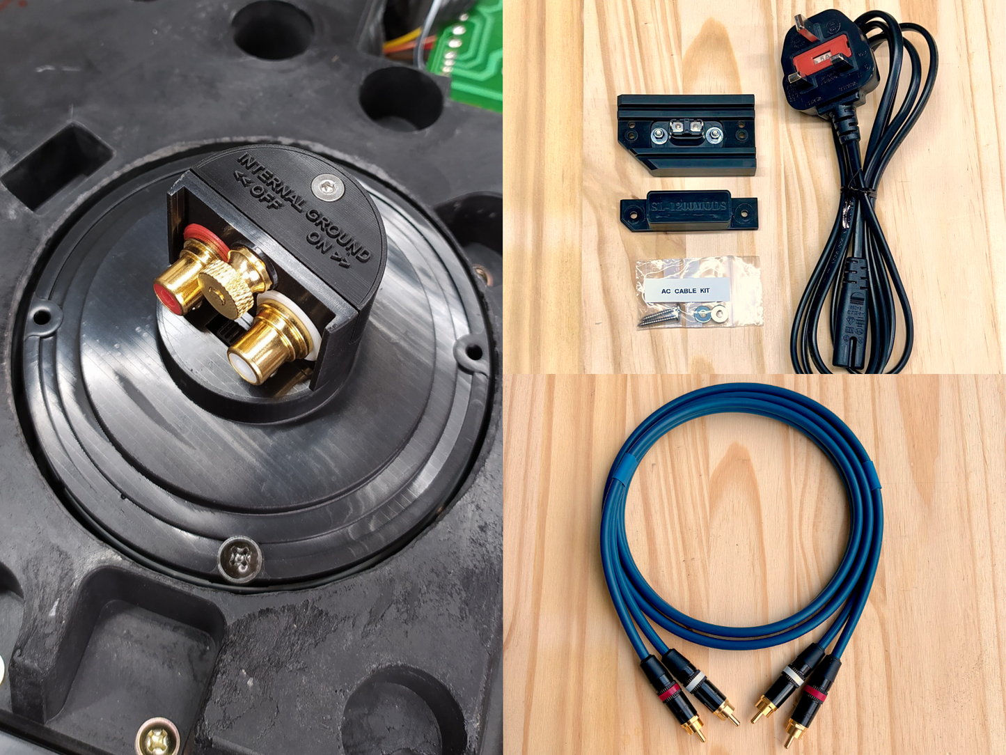 Technics SL-1200 RCA Upgrade Kit (Binding Post Ground Terminal) + AC Power Kit  + RCA-RCA Cable