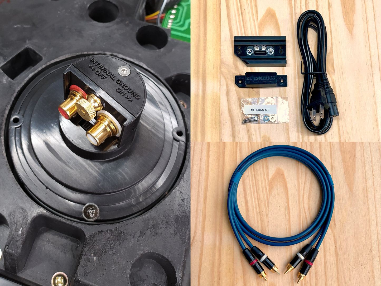 Technics SL-1200 RCA Upgrade Kit (Binding Post Ground Terminal) + AC Power Kit  + RCA-RCA Cable